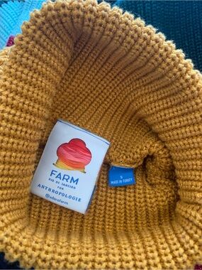 Anthropologie Farm Rio Golden Mustard Ribbed Turtleneck Sweater